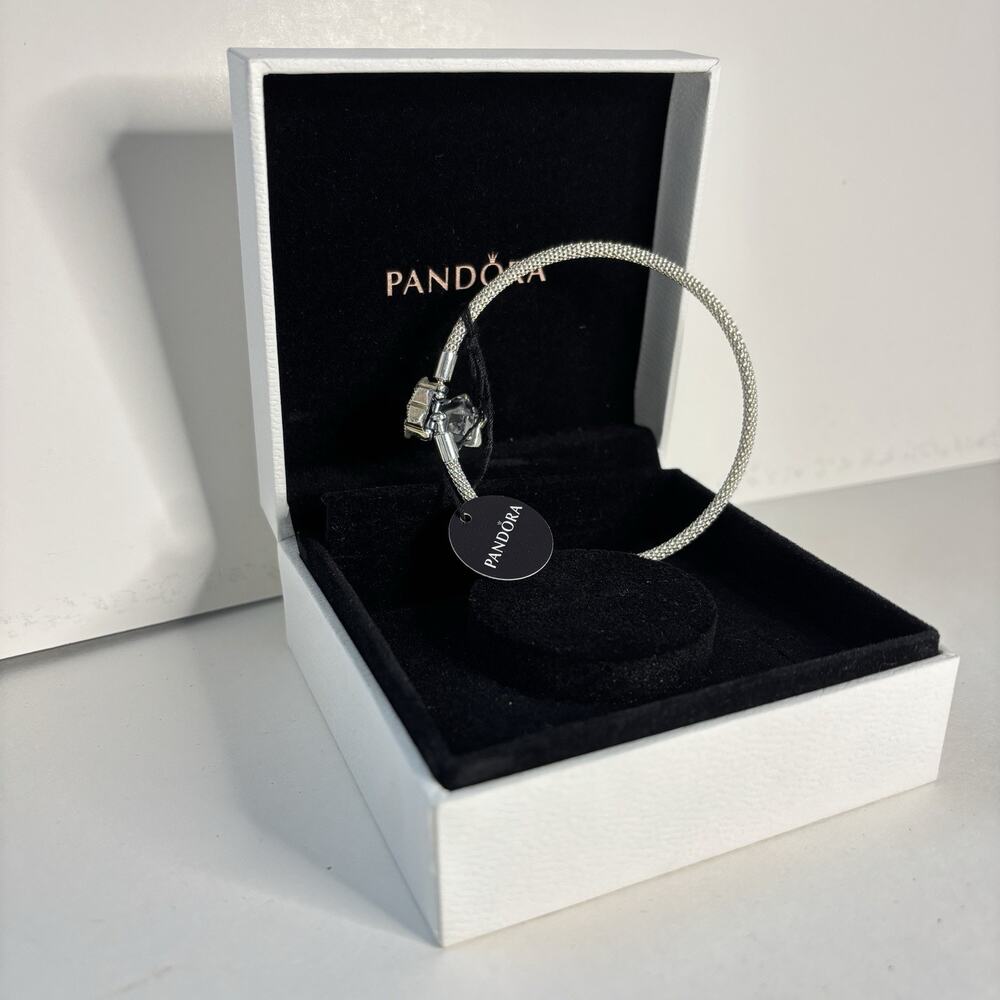 Pandora Shine Bright Snowflake Mesh Bracelet 925 Silver Size 7 Presentation Box